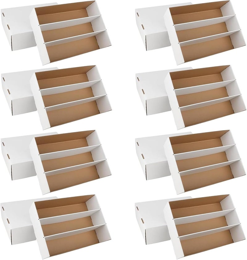 HIMOMO 8 Pack Trading Card Storage Box, 2340 Count Card Storage Box White Sports Cards Organizer Box Trading Cards Box for Storing Protecting and Organizing Soccer Basketball Game Cards - Image 1